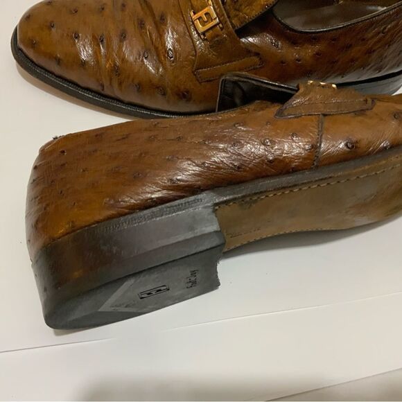Footjoy Brown Ostrich Leather Loafers 73668 12C - Picture 13 of 16